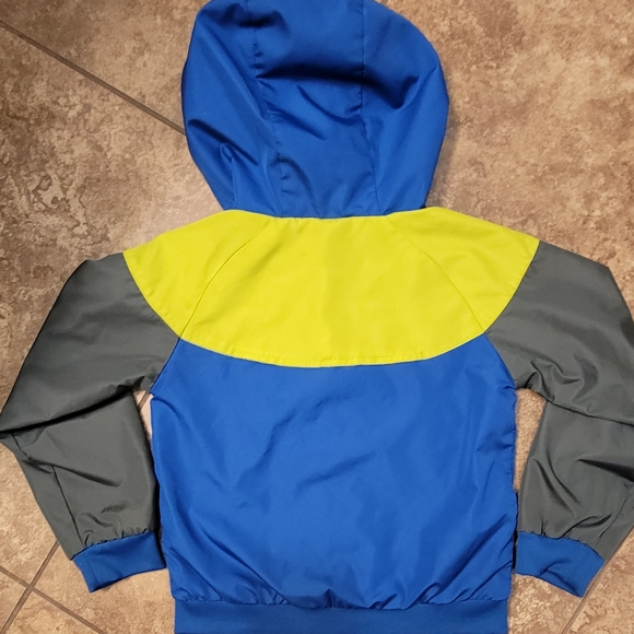 Nike Boys 4/XS Hooded Windbreaker Jacket Blue and Green Colorblock - Picture 8 of 9